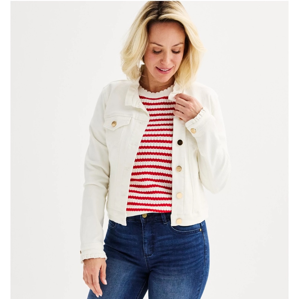 Draper James RSVP White Denim Jean Jacket Size 2X NWT